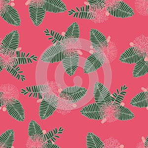 Vector hot pink touch me not shameplant floral bunches seamless pattern. Perfect for fabric, scrapbooking and wallpaper