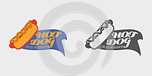 Vector Hotdog logo and badges template for your design. Monochrome and color
