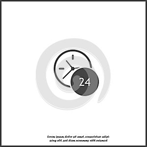 Vector hour icon. Support 24 hours a day. Round the clock on white isolated background