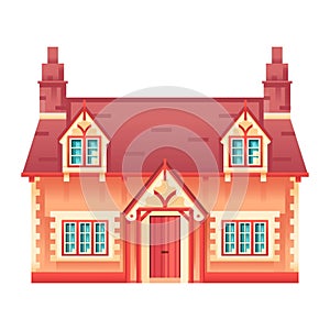 vector house cartoon art deco retro illustration isolated