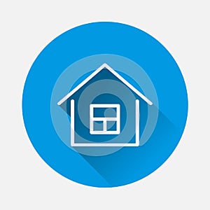Vector House icon on blue background. Flat image Home symbol wi