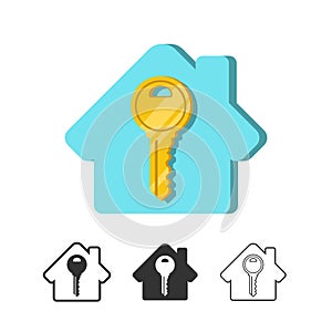 Vector house key icon set - security concept