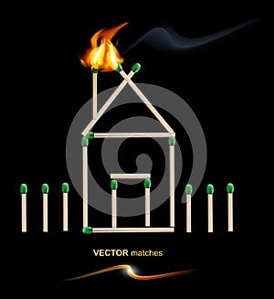 Vector house from matches