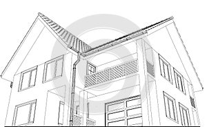 Vector house on the white background. Illustration