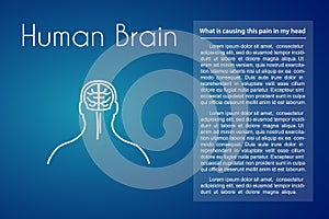 Vector Human Brain Blue Background