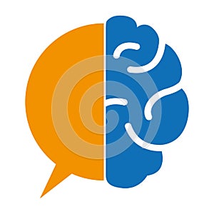 Vector human brain and speech bubble logo