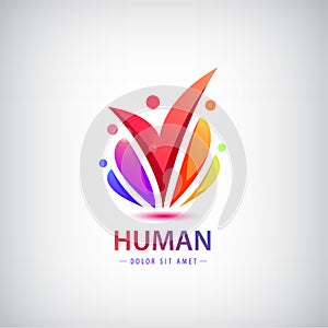 Vector human logo, group of people colorful icon, teamwork