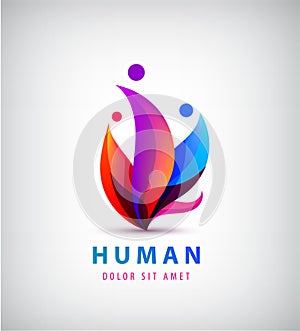 Vector human logo, group of people colorful icon, teamwork, business