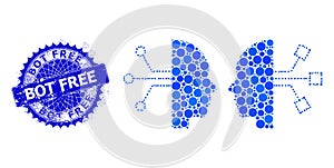 Vector Human Network Interface Mosaic of Small Circles and Distress Bot Free Stamp