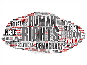 Vector human rights political freedom, democracy abstract word cloud