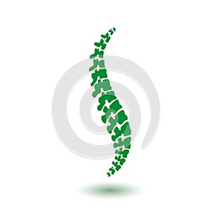 Vector human spine isolated silhouette illustration. Spine pain