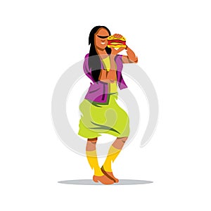 Vector Hungry Woman Cartoon Illustration.