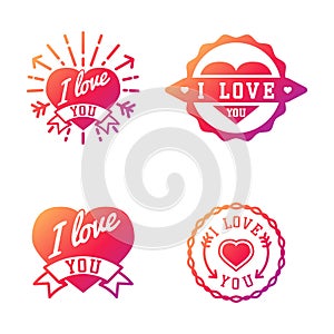 Vector I love You text overlays hand drawn lettering badge inspirational