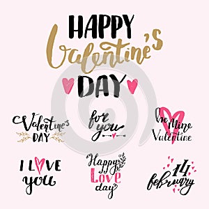Vector I love You text overlays hand drawn valentine lettering inspirational lover quote illustration.