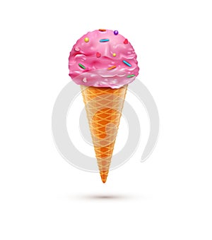 Vector ice-cream cone, isolated on white background