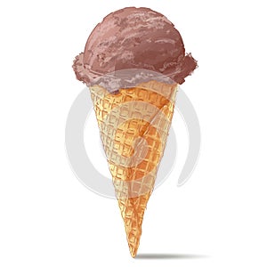 Vector ice cream in waffle cone