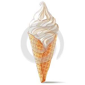 Vector ice cream in waffle cone photo