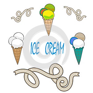 Vector ice creame set