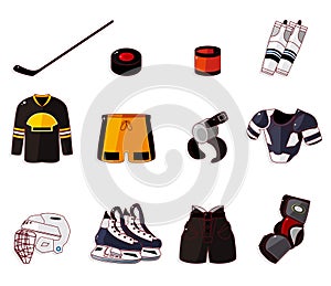Vector ice hockey icon set