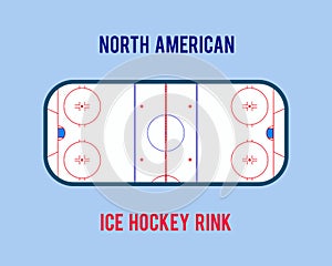 Vector ice hockey rink isolated on the white background. Top view illustration.