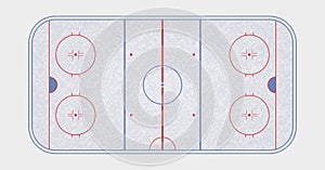 Vector of ice hockey rink. Textures blue ice. Ice rink. top view
