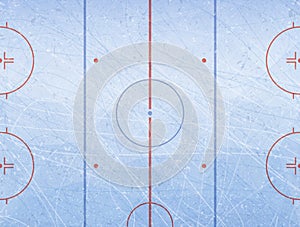 Vector of ice hockey rink. Textures blue ice. Ice rink. Vector illustration background.