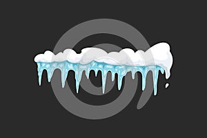 Vector icicle illustration in cartoon style. Snow and ice frame.