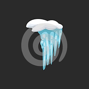 Vector icicle illustration in cartoon style. Snow and ice frame.