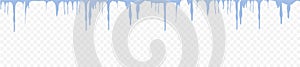 Vector icicles and snow transparent background