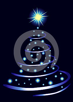 icon abstract tree with stars