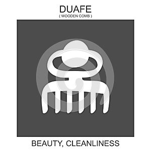 icon with african adinkra symbol Duafe. Symbol of beauty and cleanliness photo