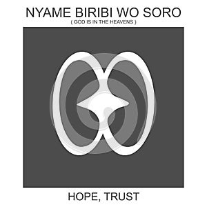 icon with african adinkra symbol Nyame Biribi Wo Soro. Symbol of hope and trust photo