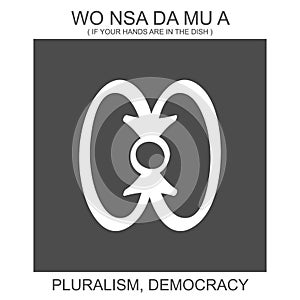 icon with african adinkra symbol Wo Nsa Da Mu A. Symbol of pluralism and democracy photo