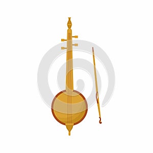 Vector icon of Arabic musical instrument called rebab. Traditional musical percussion. The name of several related bowed string