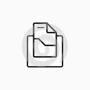 Vector Icon Archive Document Map in a Thin Line. Sign Icon File Illustration for Graphic, User Interface design and Web design.