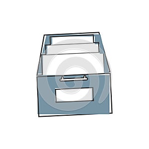 Vector icon Archived documents, storing documents in archives on cartoon style on white isolated background