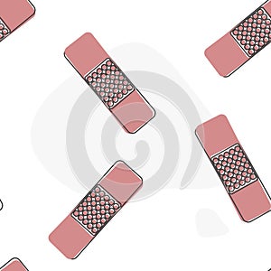 Vector icon of bactericidal protective plaster. First aid cartoon style on seamless pattern on a white background