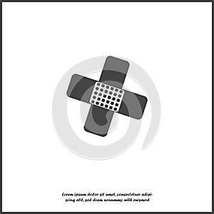 Vector icon of bactericidal protective plaster. First aid on white isolated background. Layers grouped for easy editing