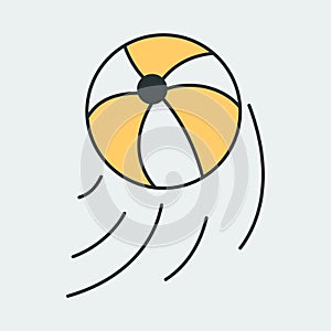 Vector icon of a big bouncy ball. It represents a concept of game, summer, fun, beach and family vacation. Also can be