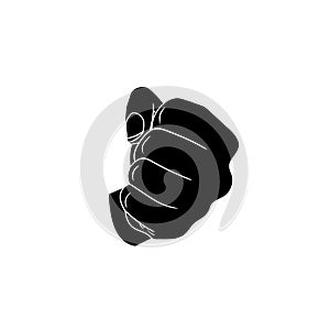 Vector Icon: Black Fist, Flat Design Illustration Isolated on Whtie Background.