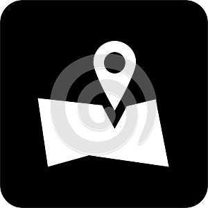Vector Icon: Black Square Map, simple line vector for UI UX design. Symbol for website and mobile app interface and navigation