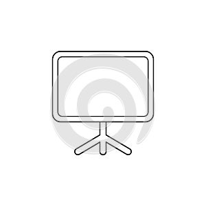 Vector icon of blank presentation chart board. Black outline