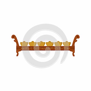 Vector icon of Bonang. An Indonesian musical instrument used in the Javanese gamelan. Hand drawn traditional percussion isolated