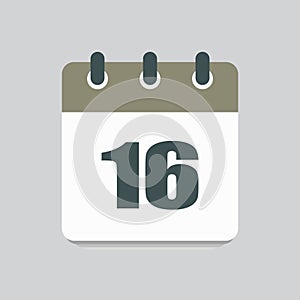 Vector icon calendar day number 16, 16th day month