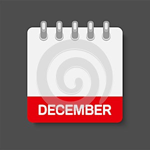 Vector icon calendar month December, empty space