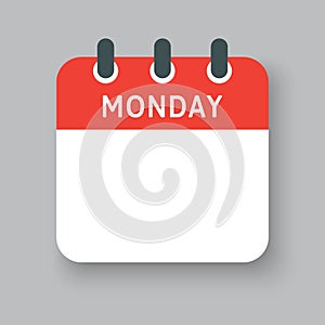 Vector icon calendar page, days of week Monday