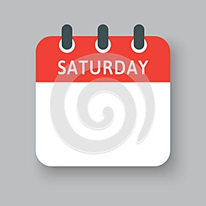 Vector icon calendar page, days of week Saturday