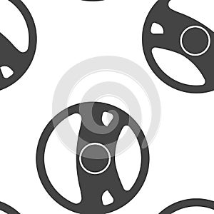 Vector icon of car steering wheel seamless pattern on a white background