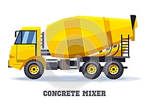 Vector icon of cement truck with pump hose