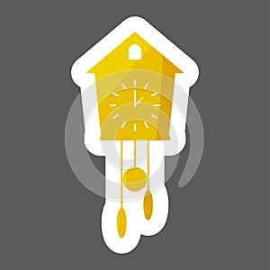 Vector icon clock with cuckoo colored sticker Home Appliances.